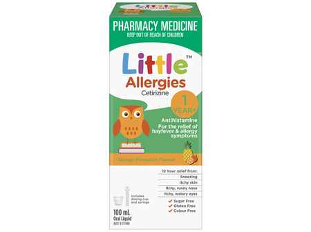 Little Allergies Cetirizine Antihistamine Orange Pineapple 100mL