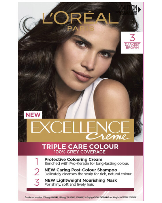 L'Oréal Paris Excellence Creme Hair Colour, 3 Darkest Brown