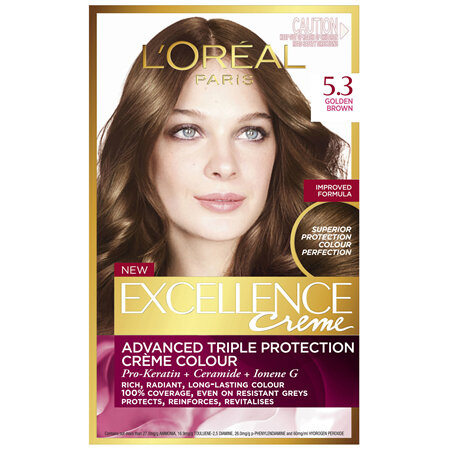 L'Oréal Paris Excellence Permanent Hair Colour - 5.3 Golden Brown (100% Grey Coverage)