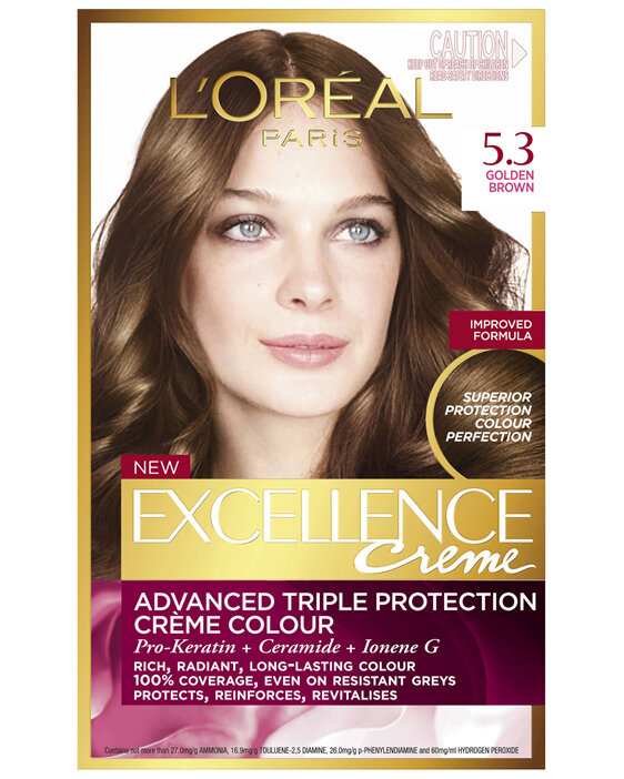 L'Oréal Paris Excellence Permanent Hair Colour - 5.3 Golden Brown (100% Grey Coverage)