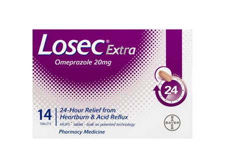 Losec Extra Omeprazole Heartburn and Acid Reflux Tablets 20mg 14 Pack