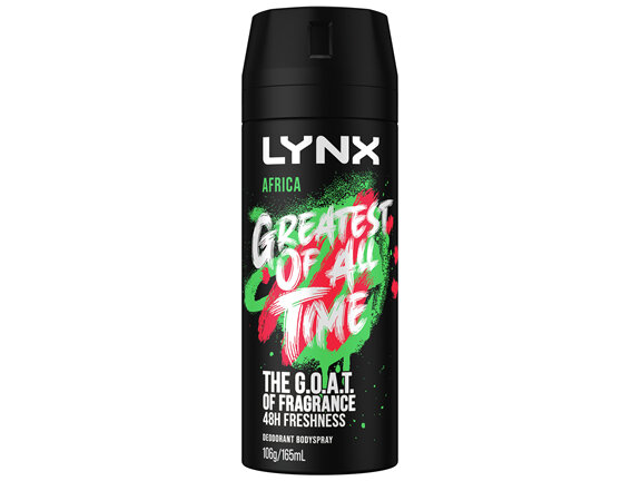 LYNX  Deodorant Body Spray 100% fresh fragrance & 48hr odour protection Africa 165 ml