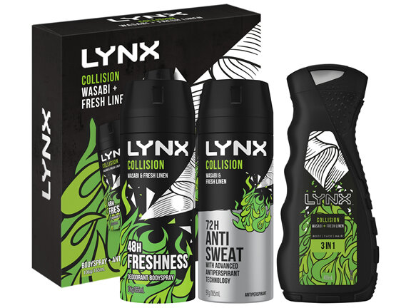 LYNX Giftset Wasabi & Fresh Linen Trio 730mL