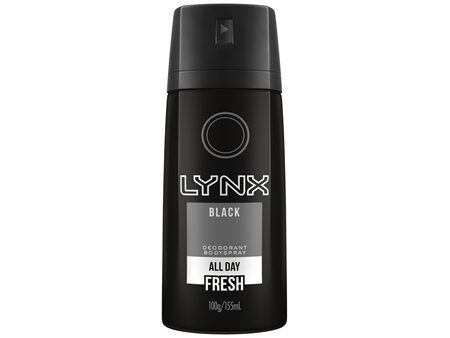 Lynx Men Body Spray Aerosol Deodorant Black 155ml
