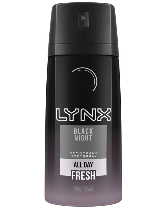 Lynx Men Body Spray Aerosol Deodorant Black Night 155ml
