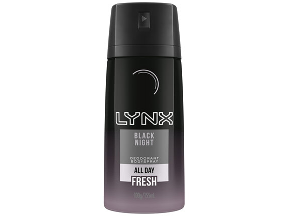 Lynx Men Body Spray Aerosol Deodorant Black Night 155ml