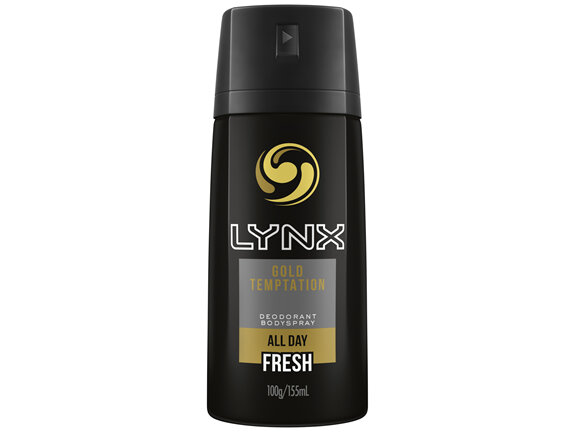 Lynx Men Body Spray Aerosol Deodorant Gold Temptation 155ml