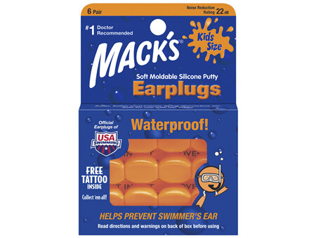 MACKS Swim Ear Plugs Kids 6 pair