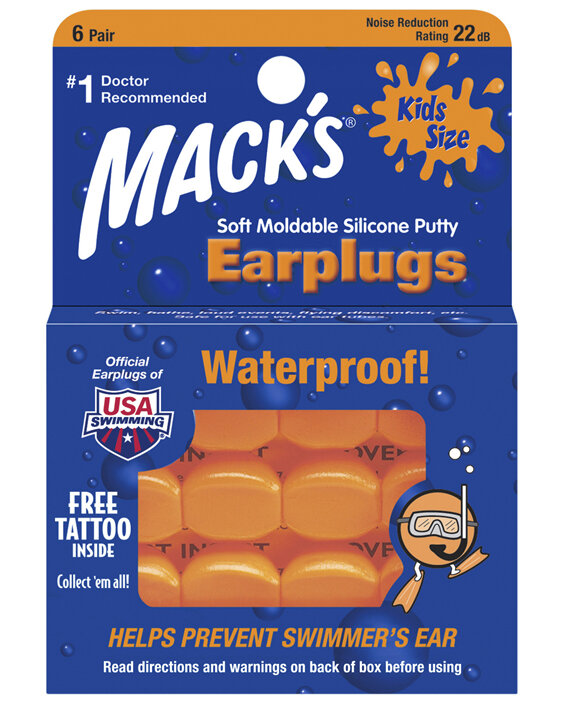 MACKS Swim Ear Plugs Kids 6 pair