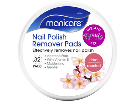 Manicare Nail Polish Remover Pads Floral 32 pack