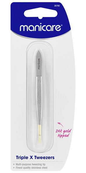 Manicare Triple X Tweezers, Gold Tipped
