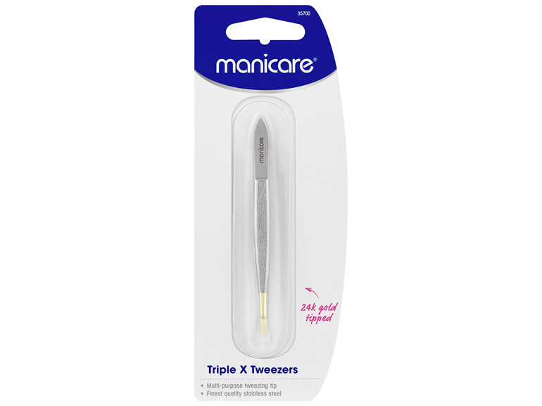 Manicare Triple X Tweezers, Gold Tipped