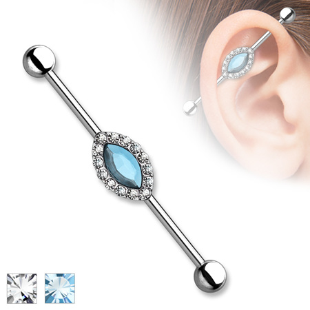 Marquise Crystal Centre CZ Industrial Bar