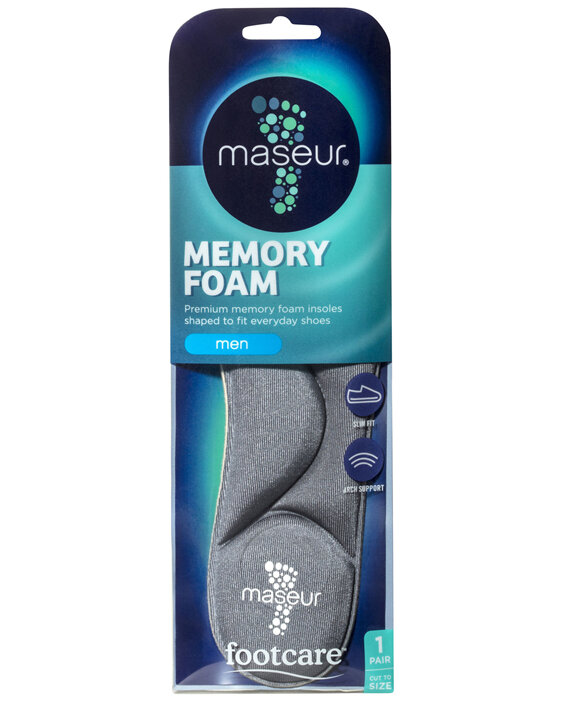 Maseur Men's Memory Foam Insoles, 1 pair