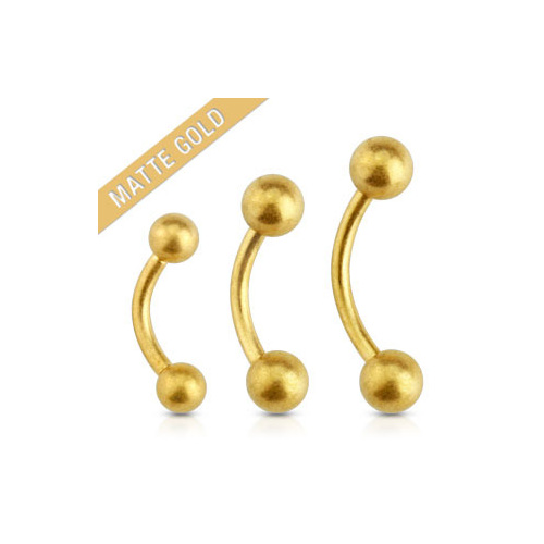Matte Gold IP Over 316L Surgical Steel Eyebrow Curve Barbell