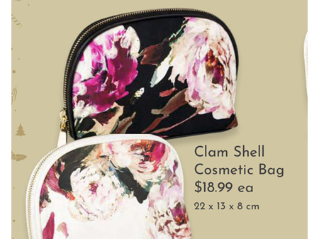 Melric Floral Blk Clam Shell Bag