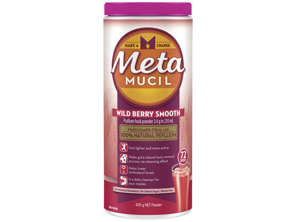 Metamucil Multi-Health Fibre with 100% Psyllium Natural Psyllium Wild Berry Smooth 72 Doses