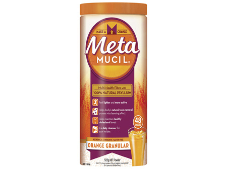 Metamucil Multi-Health Fibre with 100% Psyllium Natural Psyllium Orange Granular 48D
