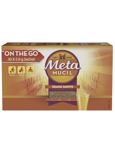Metamucil Multi-Health Fibre with 100% Psyllium Natural Psyllium Orange Smooth 30D