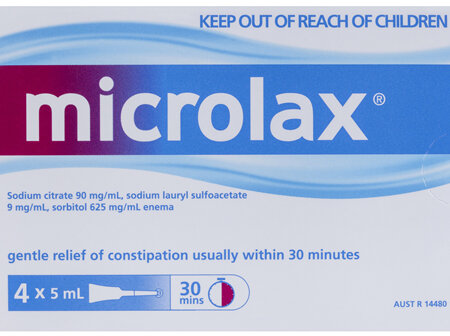 Microlax Enema 4 x 5mL Tubes