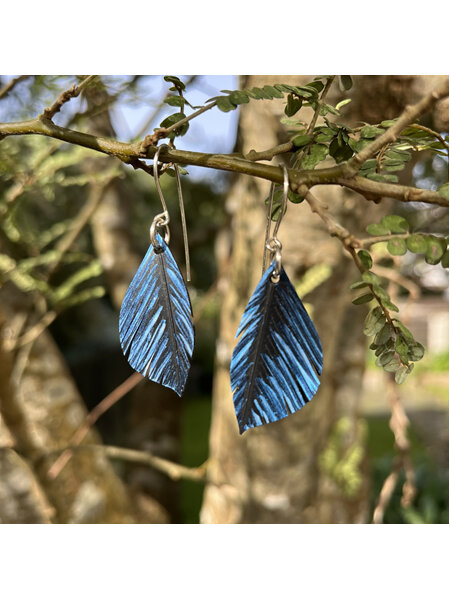 Mini silvereye earrings with hi-lite blue