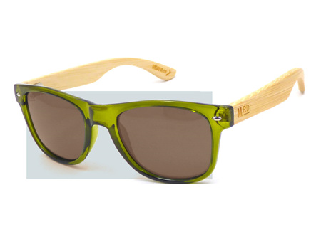 Moana Rd 50/50's Sunnies - Olive Green with Wooden Arms #3004