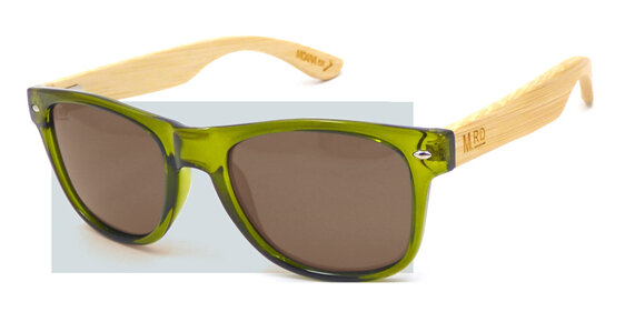 Moana Road 50/50's Sunnies - Olive Green with Wooden Arms #3004