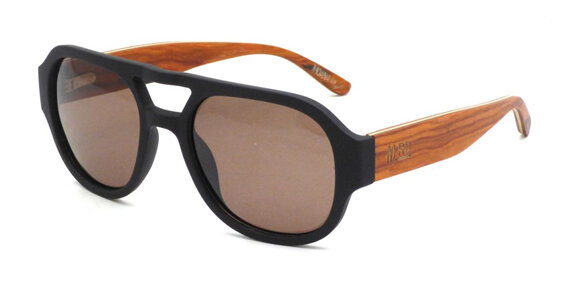 Moana Road Boogie Wonderland Sunglasses - Black with Dark Wood Arms #3840