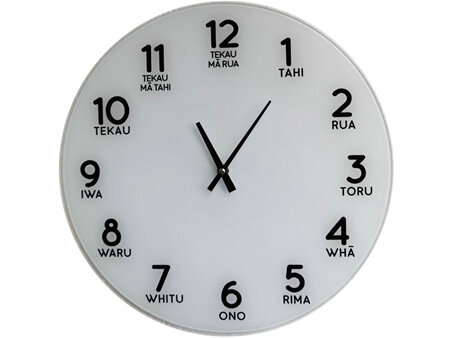Moana Road Te Reo Glass Clock #166