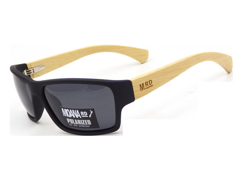 Moana Road Tradies Sunnies - Black with Wooden Arms #3751