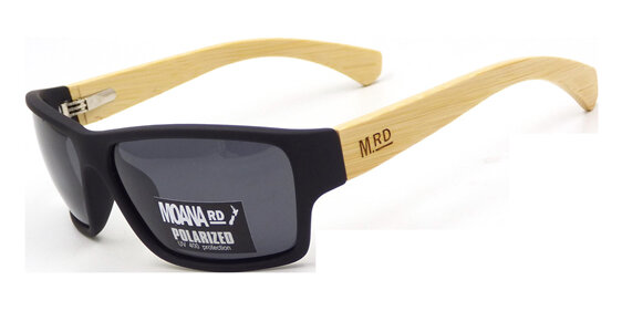 Moana Road Tradies Sunnies - Black with Wooden Arms #3751