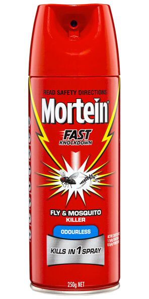 Mortein Fast Knockdown Odourless Aerosol Fly & Mosquito Killer 250g
