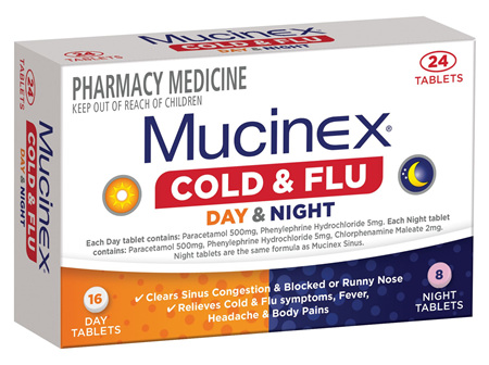 Mucinex Cold and Flu Day and Nights 24 Tablets