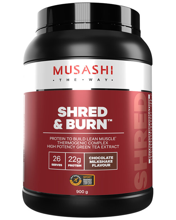 MUSASHI SHRED BURN CHOC 900G
