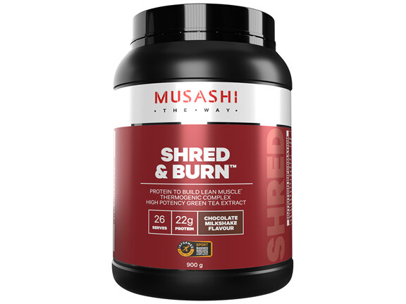 Musashi Shred & Burn Protein Powder Chocolate Milkshake 900g