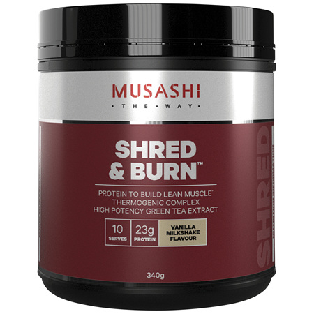 Musashi Shred & Burn Protein Powder Vanilla Milkshake 340g