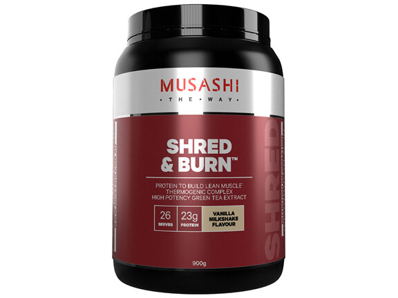 Musashi Shred & Burn Protein Powder Vanilla Milkshake 900g