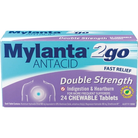 Mylanta 2 Go Double Strength 24 Tablets