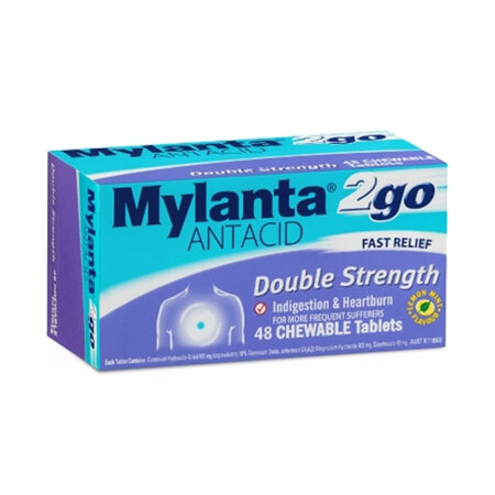 Mylanta 2 Go Double Strength 48 Tablets