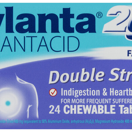 Mylanta 2Go Antacid Double Strength Chewable Tablets Lemon Mint 24 Pack