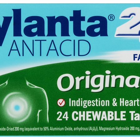 Mylanta 2Go Antacid, Original Chewable Tablets, 24 Pack
