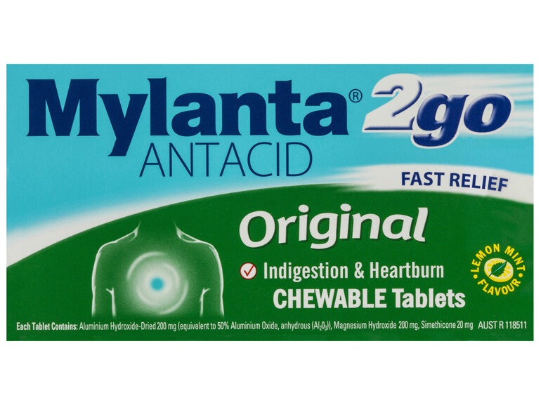 Mylanta 2Go Antacid Original Chewable Tablets Lemon Mint 100 Pack - Moorebank Day & Night Pharmacy