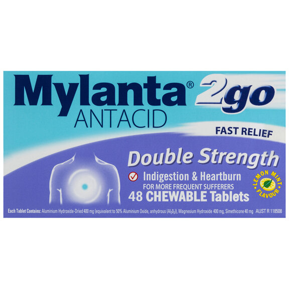 Mylanta 2Go Double Strength 48 Chewable Tablets
