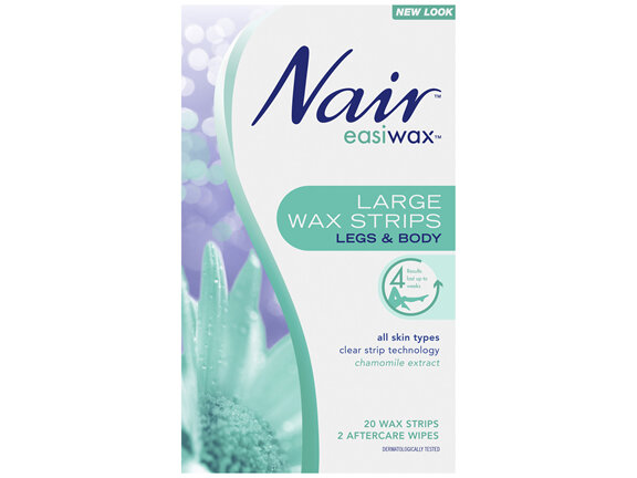 Nair Easiwax Large Wax Strips | Clear Strip | 20 pack | Legs & Body 