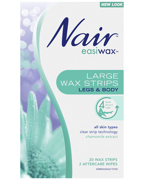 Nair Easiwax Large Wax Strips | Clear Strip | 20 pack | Legs & Body 