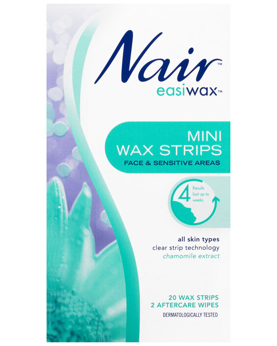 Nair Easiwax Mini Wax Strips | Clear Strip | 20 pack | Face & Bikini