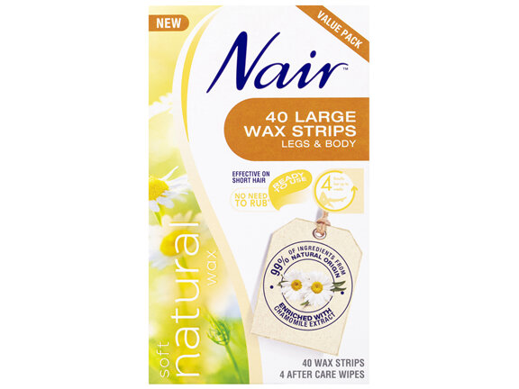 Nair Natural Large Wax Strips | Legs & Body | 40 pack