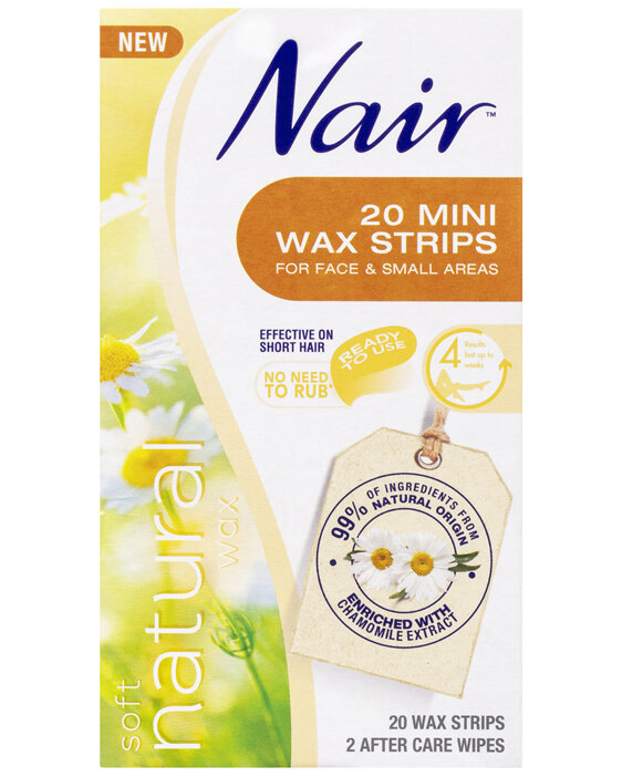 Nair Natural Mini Wax Strips | Face & Bikini | 20 pack 