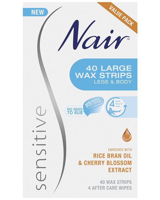 Nair Sensitive Large Wax Strips | 40 pack | Legs & Body