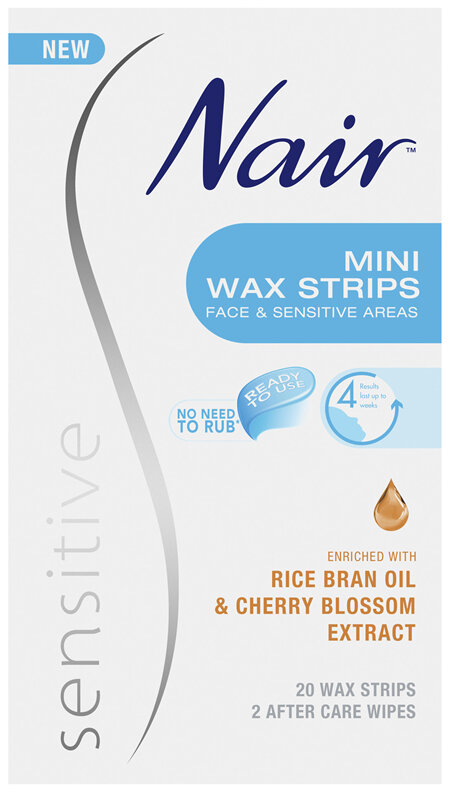 Nair Sensitive Mini Wax Strips | Face & Bikini | 20 pack 